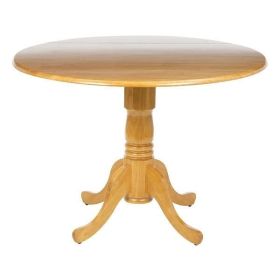 Round 42-inch Drop-Leaf Dining Table in Oak Wood F