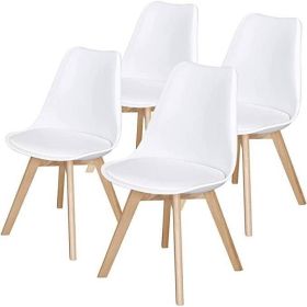 Set of 4 Modern White Shell Dining Chair Upholster