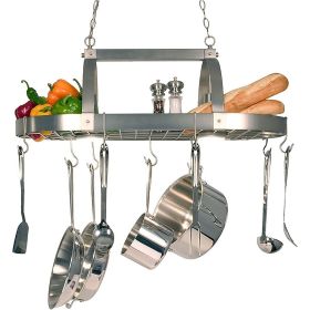 Rustic 2-Light 10 Hook Ceiling Mounted Hanging Pot