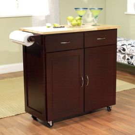 43-inch W Portable Kitchen Island Cart with Natura