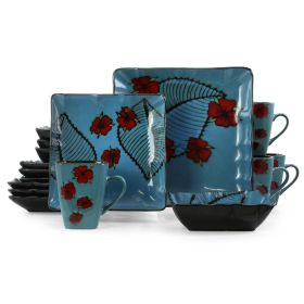 Elama Aloha Tide 16 Piece Luxurious Stoneware Dinn
