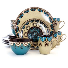 Elama Clay Heart 16 Piece Luxurious Stoneware Dinn