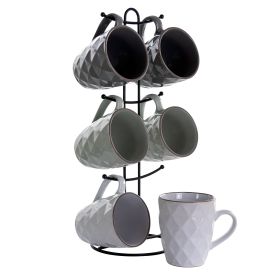 Elama Diamond Waves 6-Piece 12 oz. Mug Set with St