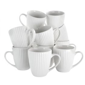 Elama Elle 12 Piece Round Porcelain Mug Set in Whi