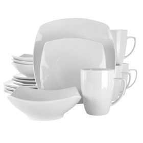 Elama Hayes 16 Piece Square Porcelain Dinnerware S