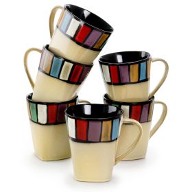 Melange 6 Pc. 14 Oz. Multicolored Stoneware Mugs
