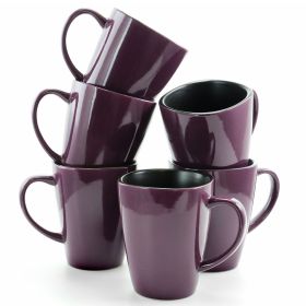 Mulberry 14 oz Stoneware Mugs in Purple, Set of 6