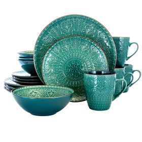 Elama Sea Foam Mozaic 16 Piece Luxurious Stoneware