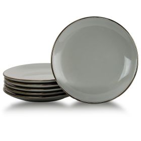 Elama Tahitian Sand 6-Piece Salad Plate Set, Light