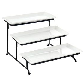 Elama 3 Tier Rectangular Plate Porcelain Serveware