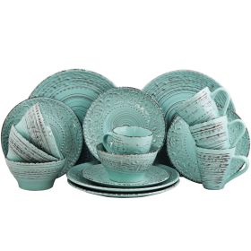 Elama Malibu Waves 16-Piece Dinnerware Set in Turq