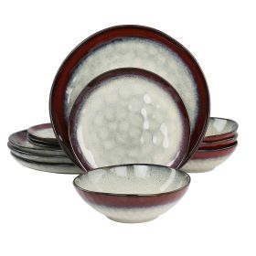 Elama Samara 12 Piece Stoneware Dinnerware Set in