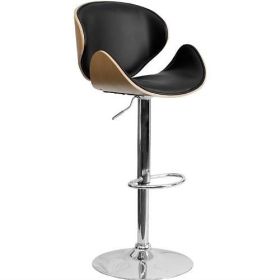 Modern Adjustable Height Barstool with Curved Blac