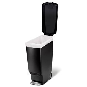 Black 10-Gallon Narrow Kitchen Trash Can with Easy