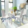 Dining Set w/Glass Top Table & 4 White PVC Leather Chairs
