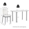 Dining Set w/Glass Top Table & 4 White PVC Leather Chairs