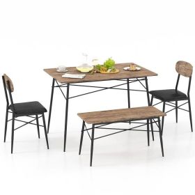Modern 4-Piece Dining Set with Wood Top Table 2 Ch