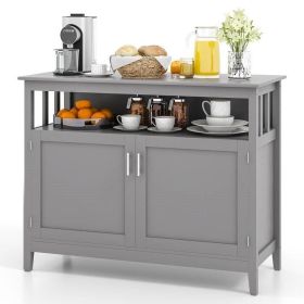 Grey Wood 2-Door Dining Buffet Sideboard Cabinet w
