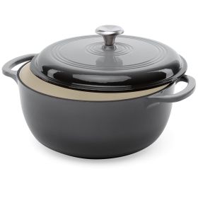 6 Quart Large Grey Enamel Cast-Iron Dutch Oven Kit