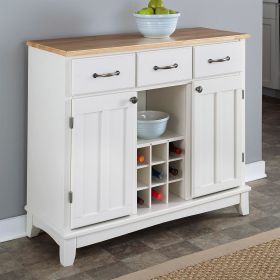 Natural Wood Top Kitchen Island Sideboard Cabinet