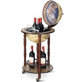 17 In. Italian Style Design Wooden Globe Bar
