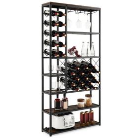 Industrial Floor Wine Rack with 3 Rows of Stemware