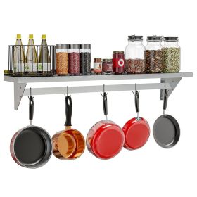 Stainless Steel Heavy Duty Wall Shelf with Pot Rac