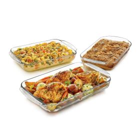 Glass 3-Piece Bakeware Oven Safe Casserole Baking