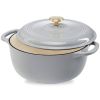 6 Quart Large Light Grey Enamel Cast-Iron Dutch Ov