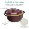 6 Quart Large Maroon Cabernet Red Enamel Cast-Iron Dutch Oven