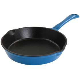 Enameled Round 8 In. PreSeasoned Cast Iron Frying Pan in Turquoise