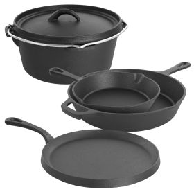 MegaChef Pre-Seasoned Cast Iron 5-Piece Kitchen Co