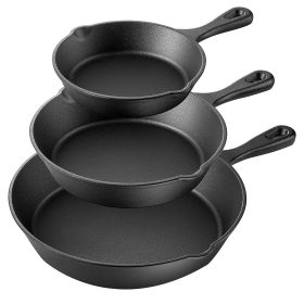 MegaChef Pre-Seasoned 3 Piece Cast Iron Skillet Se