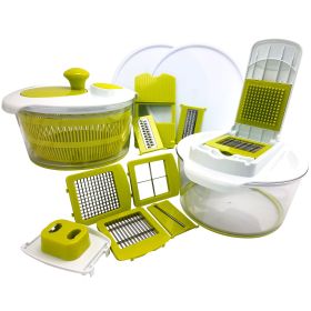 10-in-1 Multi-Use Salad Spinning Slicer w/Storage Lids