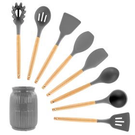 MegaChef Gray Silicone and Wood Cooking Utensils,