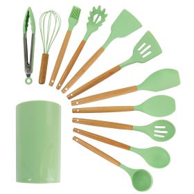MegaChef Mint Green Silicone and Wood Cooking Uten