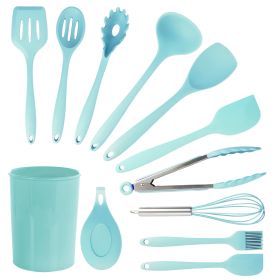 MegaChef Light Teal Silicone Cooking Utensils, Set