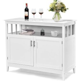 White Wood 2-Door Dining Buffet Sideboard Cabinet