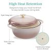6 Quart Large Pink Beige Off-White Dutch Oven