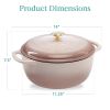 6 Quart Large Pink Beige Off-White Dutch Oven