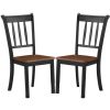Set of 2 Solid Wood Black Armless Dining Chairs