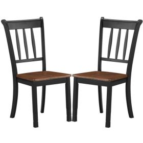Set of 2 Solid Wood Black Armless Dining Chairs