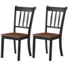 Set of 2 Solid Wood Black Armless Dining Chairs