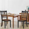 Set of 2 Solid Wood Black Armless Dining Chairs