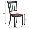 Set of 2 Solid Wood Black Armless Dining Chairs
