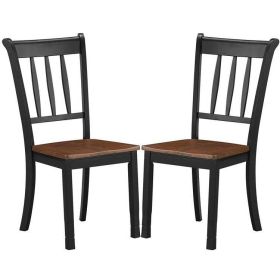 Set of 2 Solid Wood Black Mission Style Armless Di