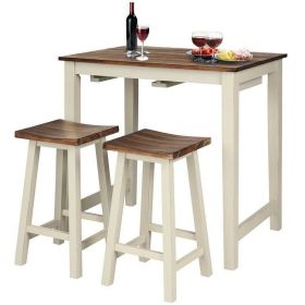 3 Piece Farmhouse Counter Height Kitchen Pub Table