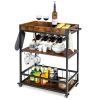 Modern Industrial Metal Wood Rolling Serving Cart