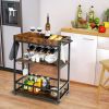 Modern Industrial Metal Wood Rolling Serving Cart