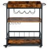 Modern Industrial Metal Wood Rolling Serving Cart